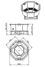 HotTub GFK Einbau-Badefass für 7 Personen | 2×2