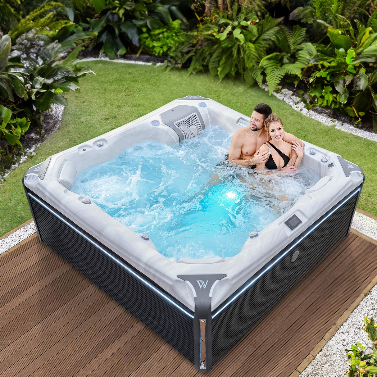 Wellis Kilimanjaro Life Deluxe | 236 x 236 cm | Premium Whirlpool Komplettset | 1 Liege- und 5 Sitzplätze