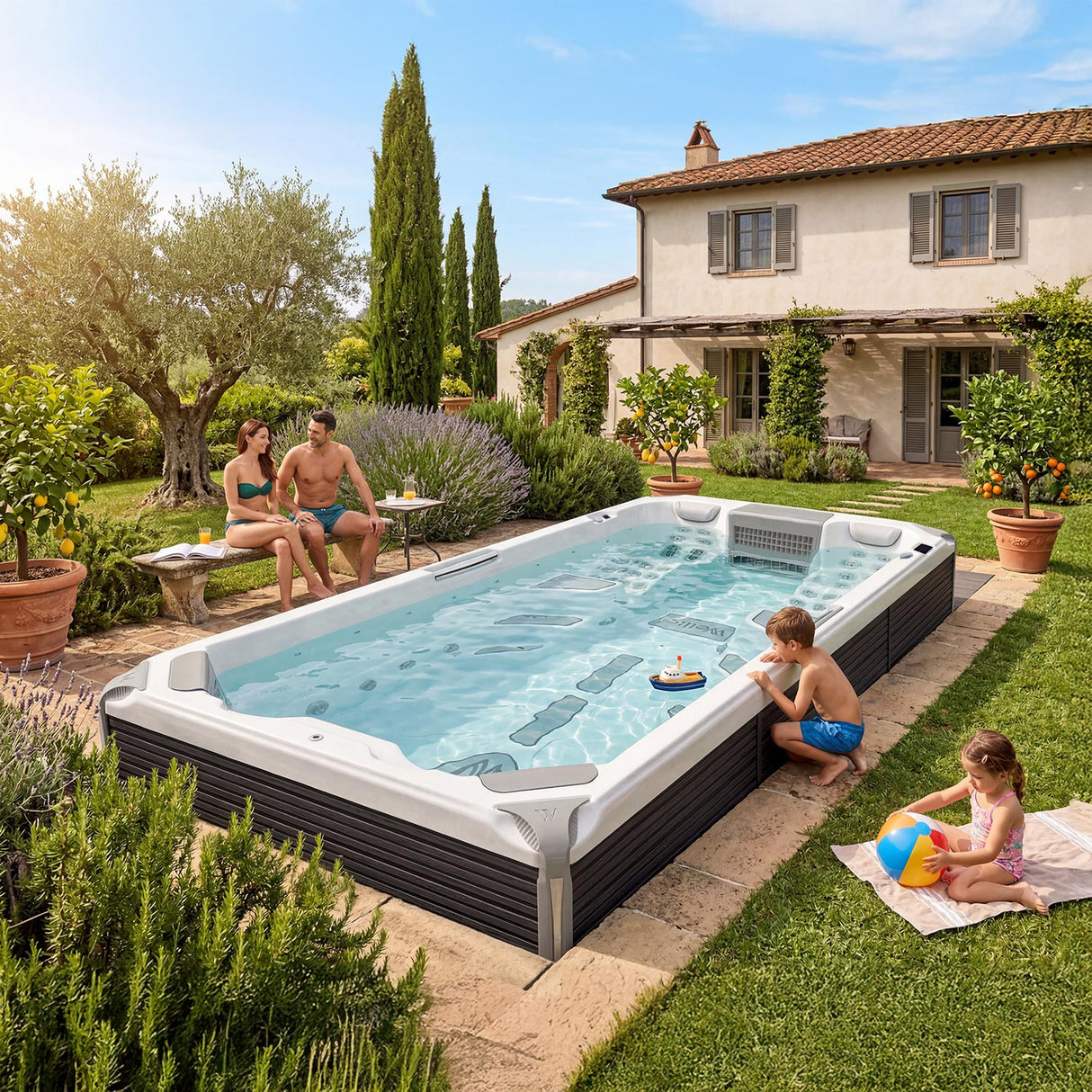 Wellis Amazonas W-Flow | Grand Prix Edition | 550 x 235 cm | Beheizter Pool mit Gegenschwimmanlage | 2 Liegeplätze mit Schwimmbereich