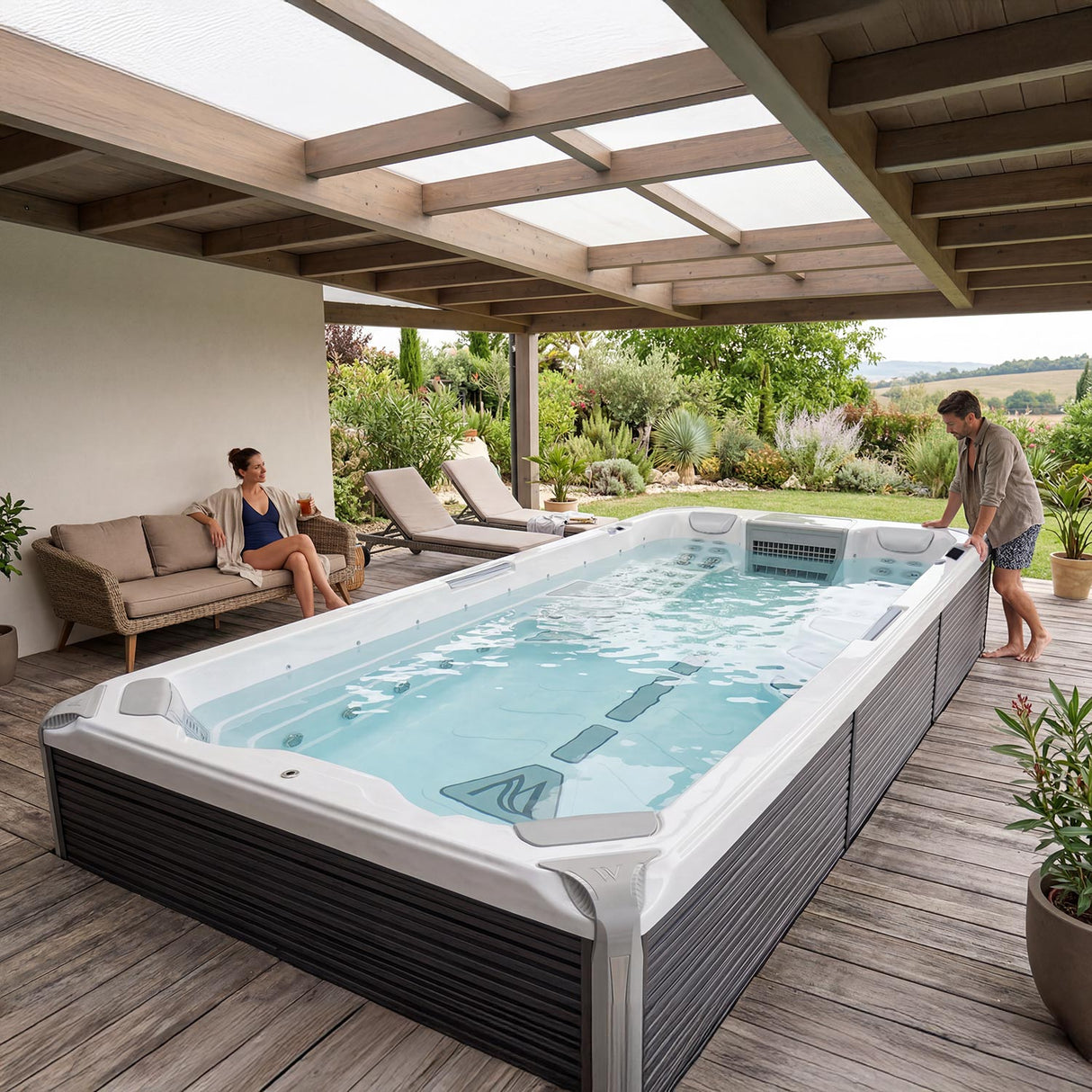 Wellis Amazonas W-Flow | Grand Prix Edition | 550 x 235 cm | Beheizter Pool mit Gegenschwimmanlage | 2 Liegeplätze mit Schwimmbereich