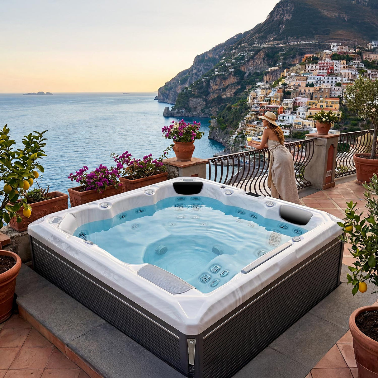 Wellis Atlas Life Deluxe | 215 x 215 cm | Premium Whirlpool Komplettset | 1 Liege- und 5 Sitzplätze