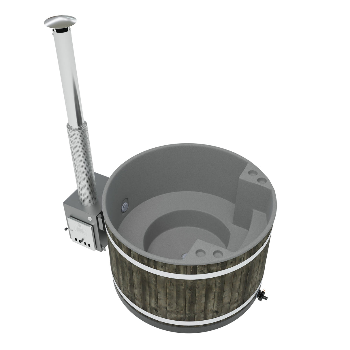 Kirami Comfort Family M | Badefassset mit Holzofen | 170 cm / 29 kW