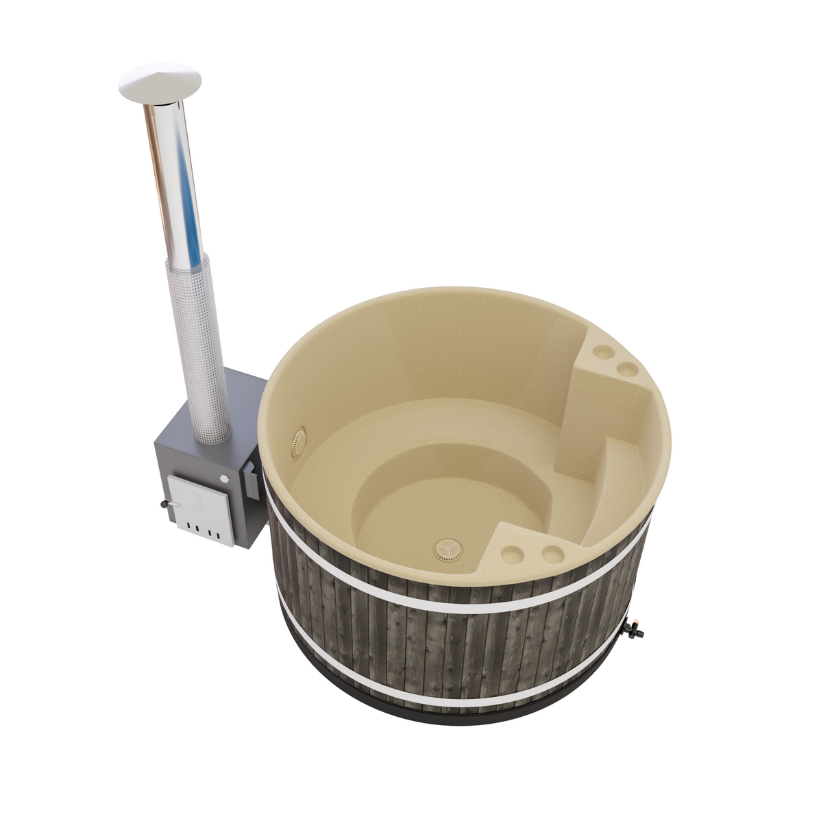 Kirami Comfort Family M | Badefassset mit Holzofen | 170 cm / 29 kW