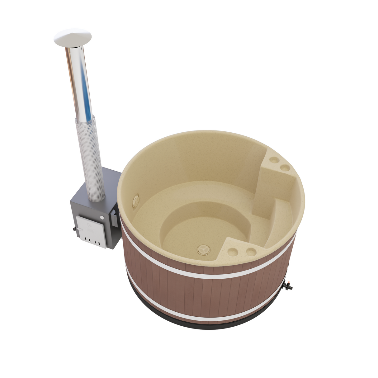 Kirami Comfort Family M | Badefassset mit Holzofen | 170 cm / 29 kW