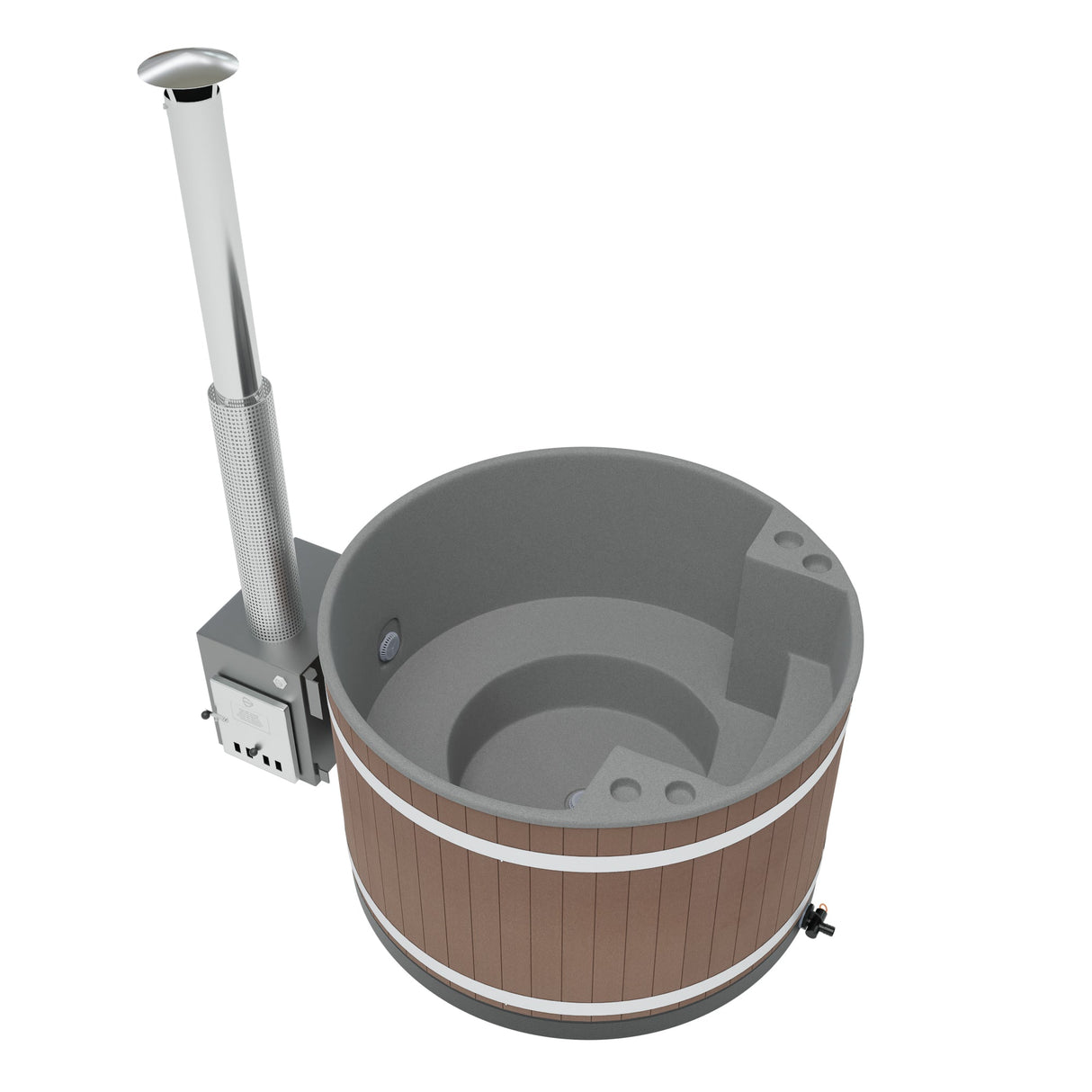 Kirami Comfort Family M | Badefassset mit Holzofen | 170 cm / 29 kW