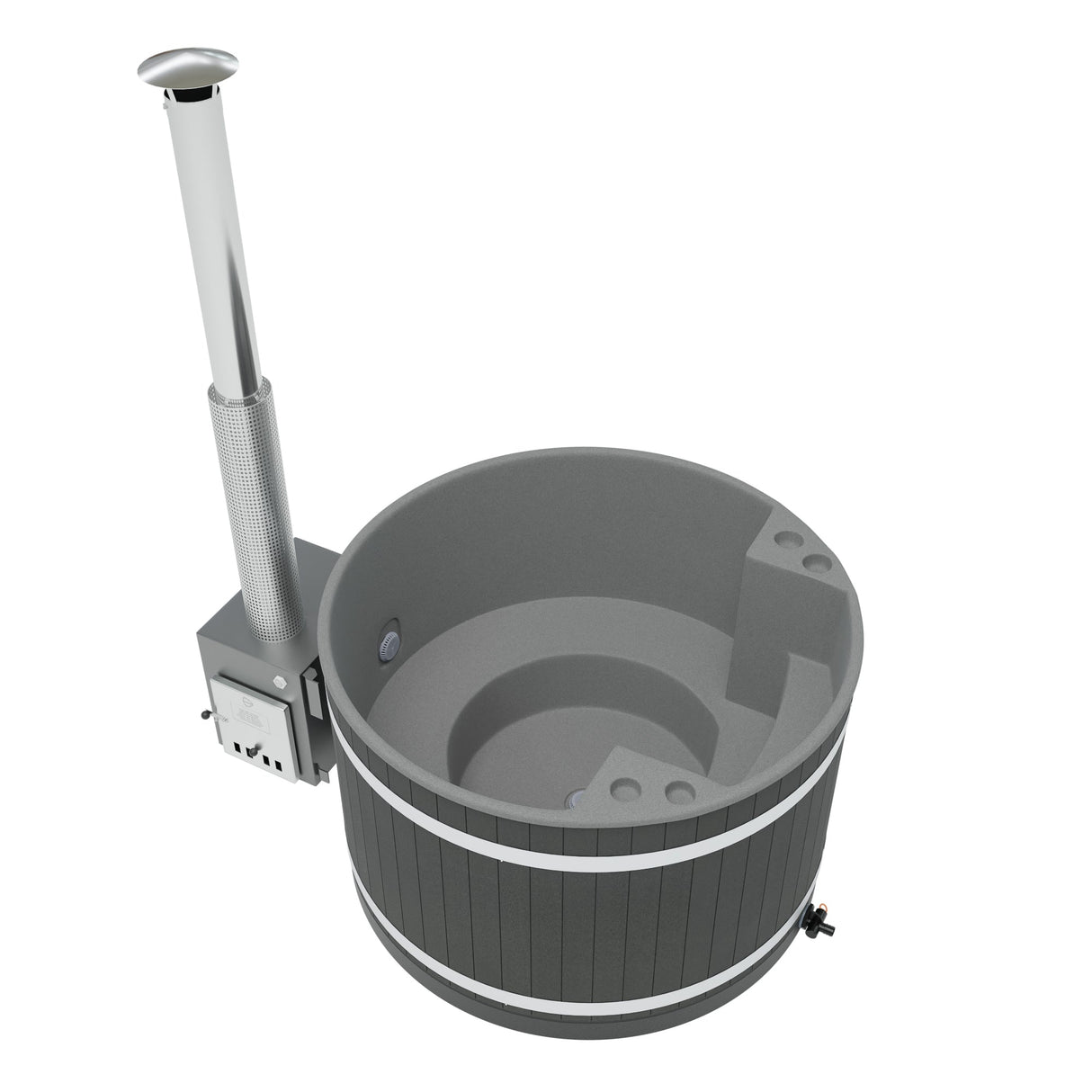 Kirami Comfort Family M | Badefassset mit Holzofen | 170 cm / 29 kW