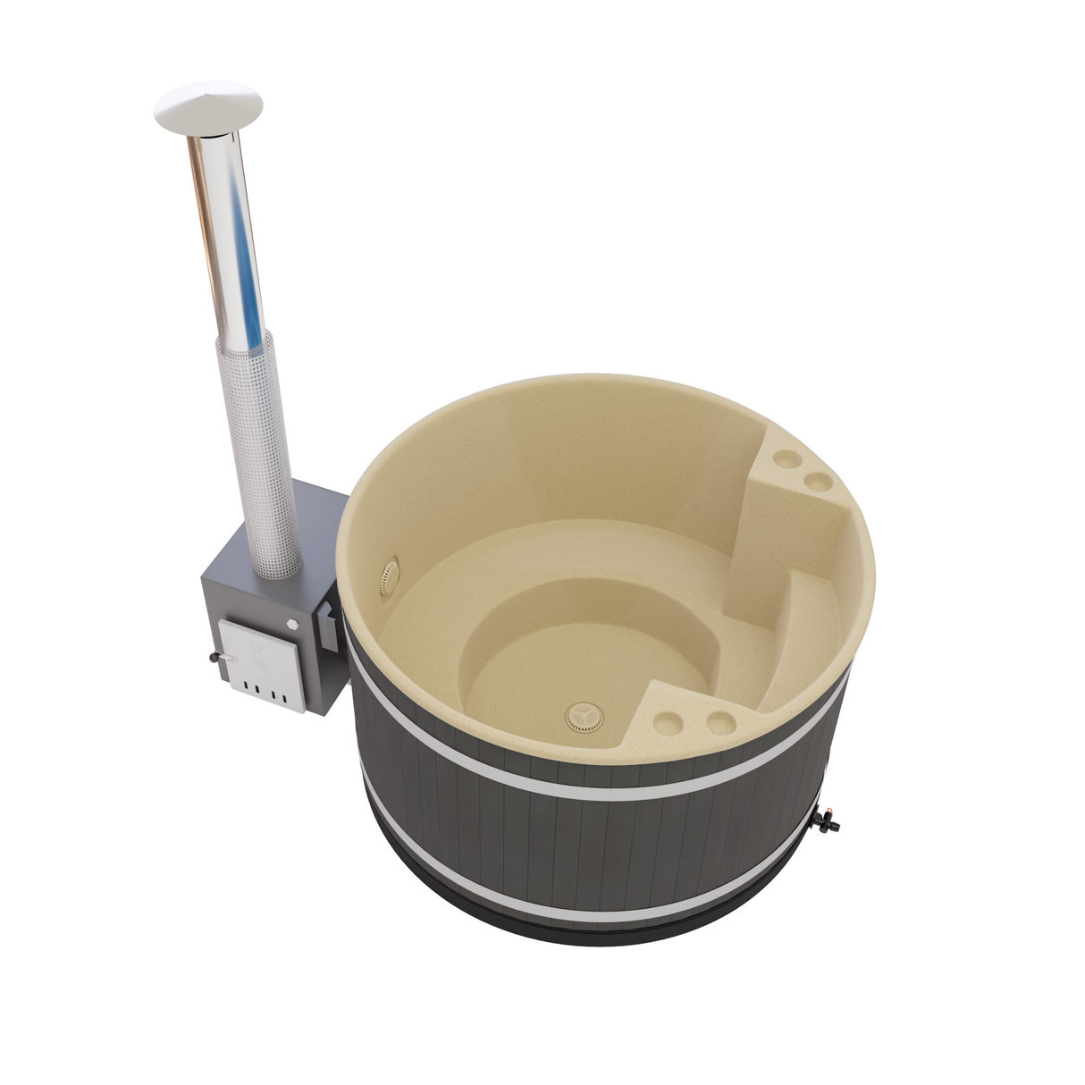 Kirami Comfort Family M | Badefassset mit Holzofen | 170 cm / 29 kW