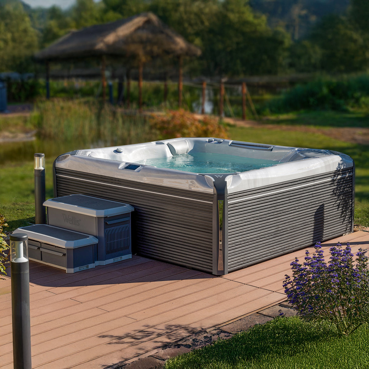 Wellis Everest Life Deluxe | 236 x 236 cm | Premium Whirlpool Komplettset | 2 Liege- und 3 Sitzplätze