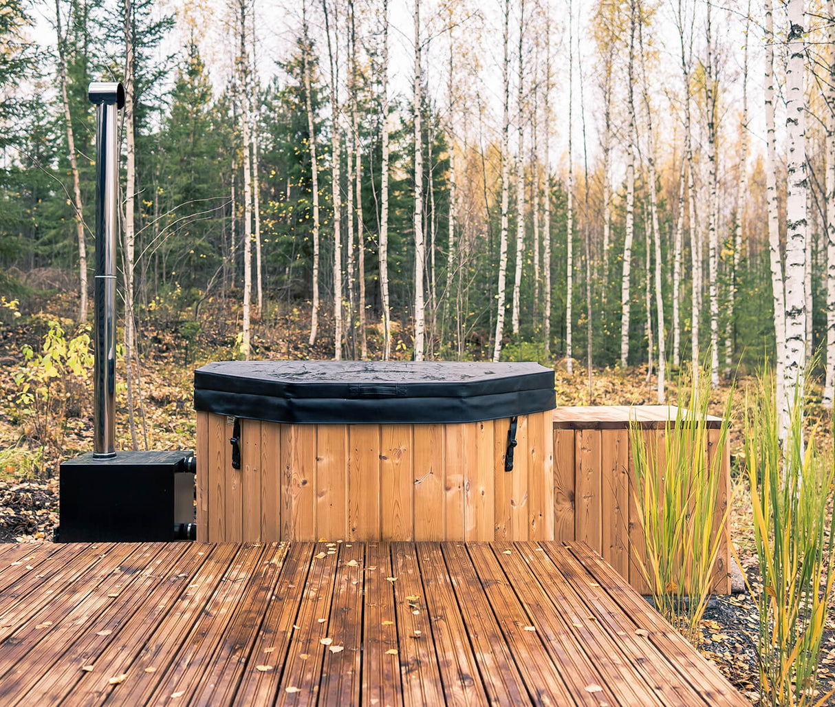 HotTub Badefass mit GFK-Einsatz für 7 Personen | 2×2