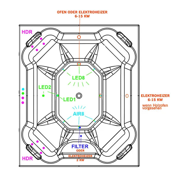 Original Quadro Hottub | HotTub mit Holzofen | für 6 Personen | 2.00 × 1.70 Meter