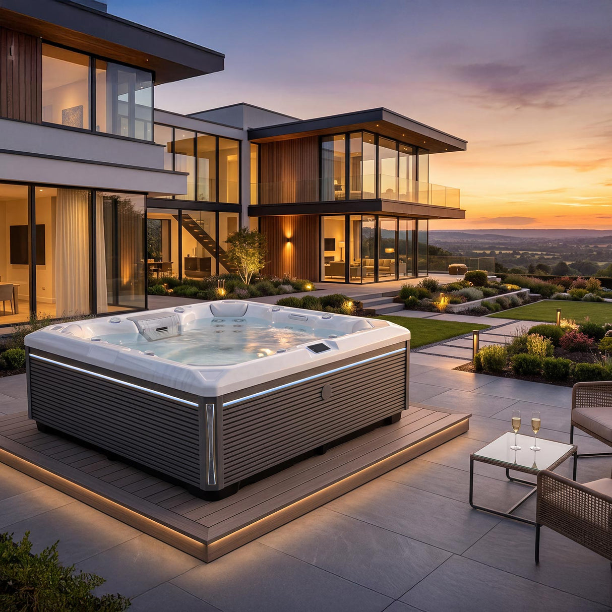 Wellis Mandala Life Deluxe | 215 x 215 cm | Premium Whirlpool Komplettset | 7 Sitzplätze