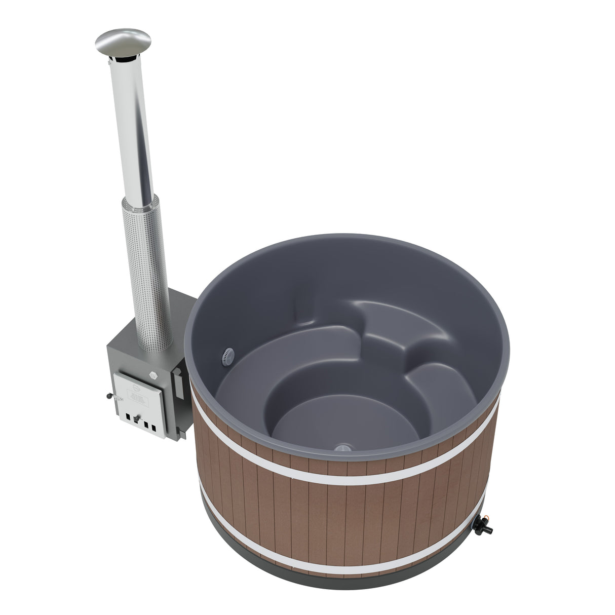 Kirami Comfort Steady M Badefass | Hot Tub mit Holzofen | 170 cm / 35 kW