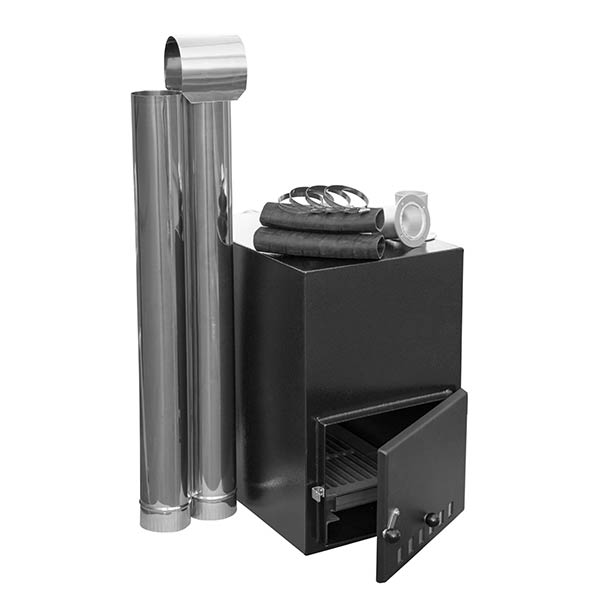 Badefass Holzofen | Aluminium Außenofen Komplettset | 35 kW