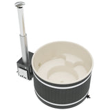 Kirami Premium Pearly M | Badefassset mit Holzofen | 172 cm /  35 kW