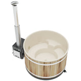 Kirami Premium Pearly M | Badefassset mit Holzofen | 172 cm /  35 kW