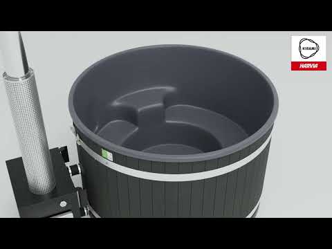 Kirami Comfort Steady M | Verschiedene Farben | Hot Tub mit kompakten Holzofen | Ø 170 cm | für 4-6 Personen