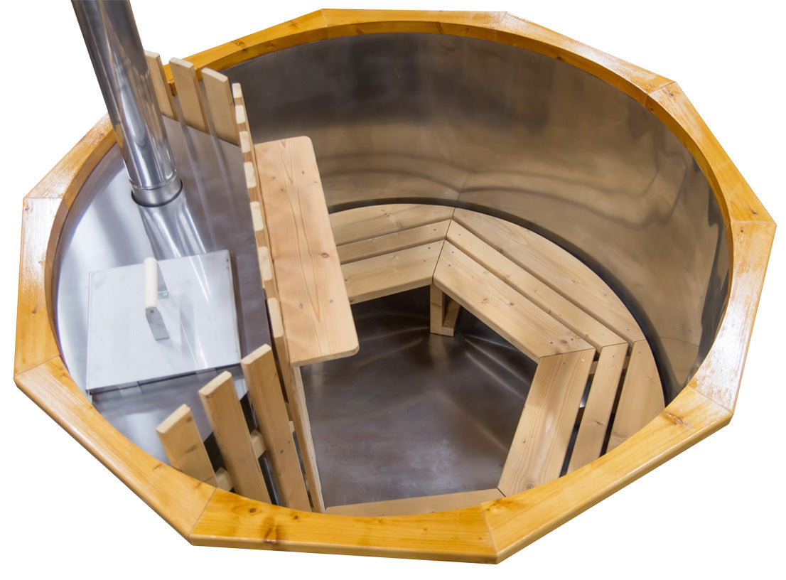 Holz HotTub mit Edelstahleinsatz | Ofen wählbar | wählbare Größen für bis zu 8 Personen