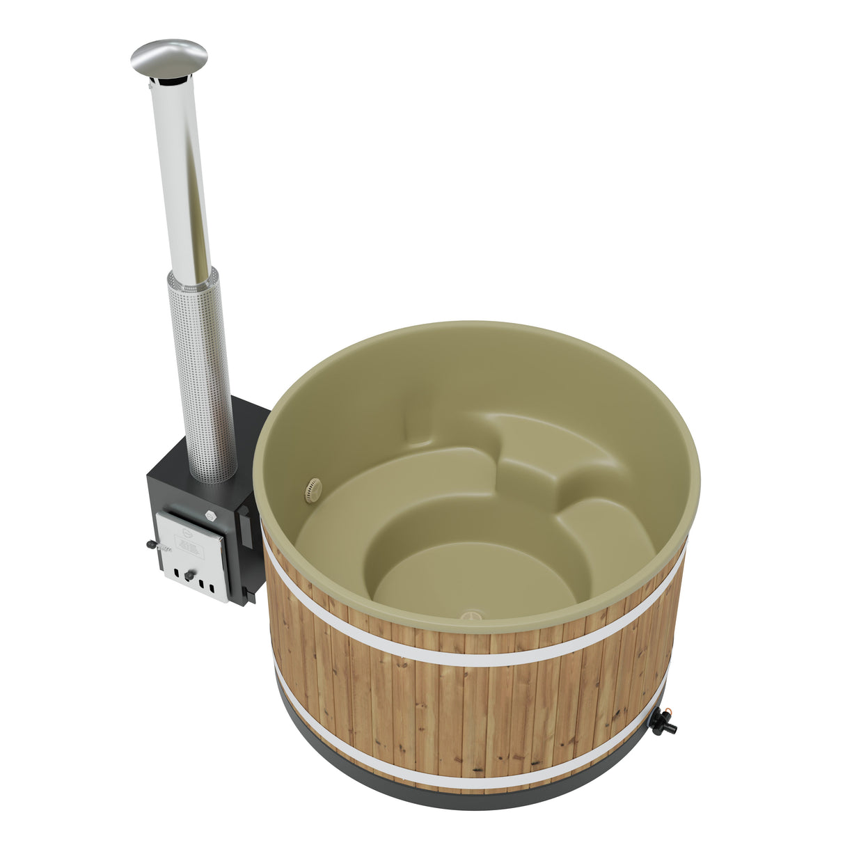Kirami Comfort Steady M Badefass | Hot Tub mit Holzofen | 170 cm / 35 kW