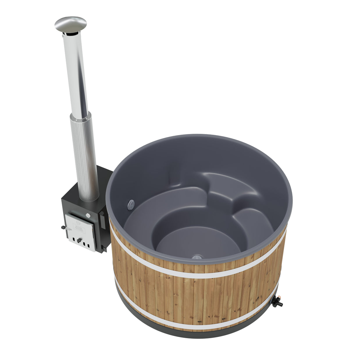 Kirami Comfort Steady M Badefass | Hot Tub mit Holzofen | 170 cm / 35 kW